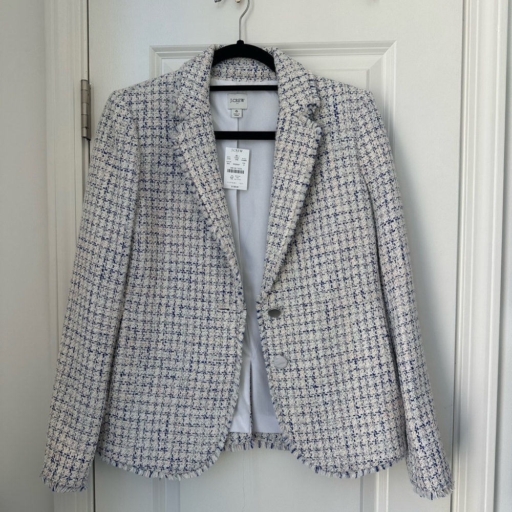 J. Crew Tweed Blue & White Blazer